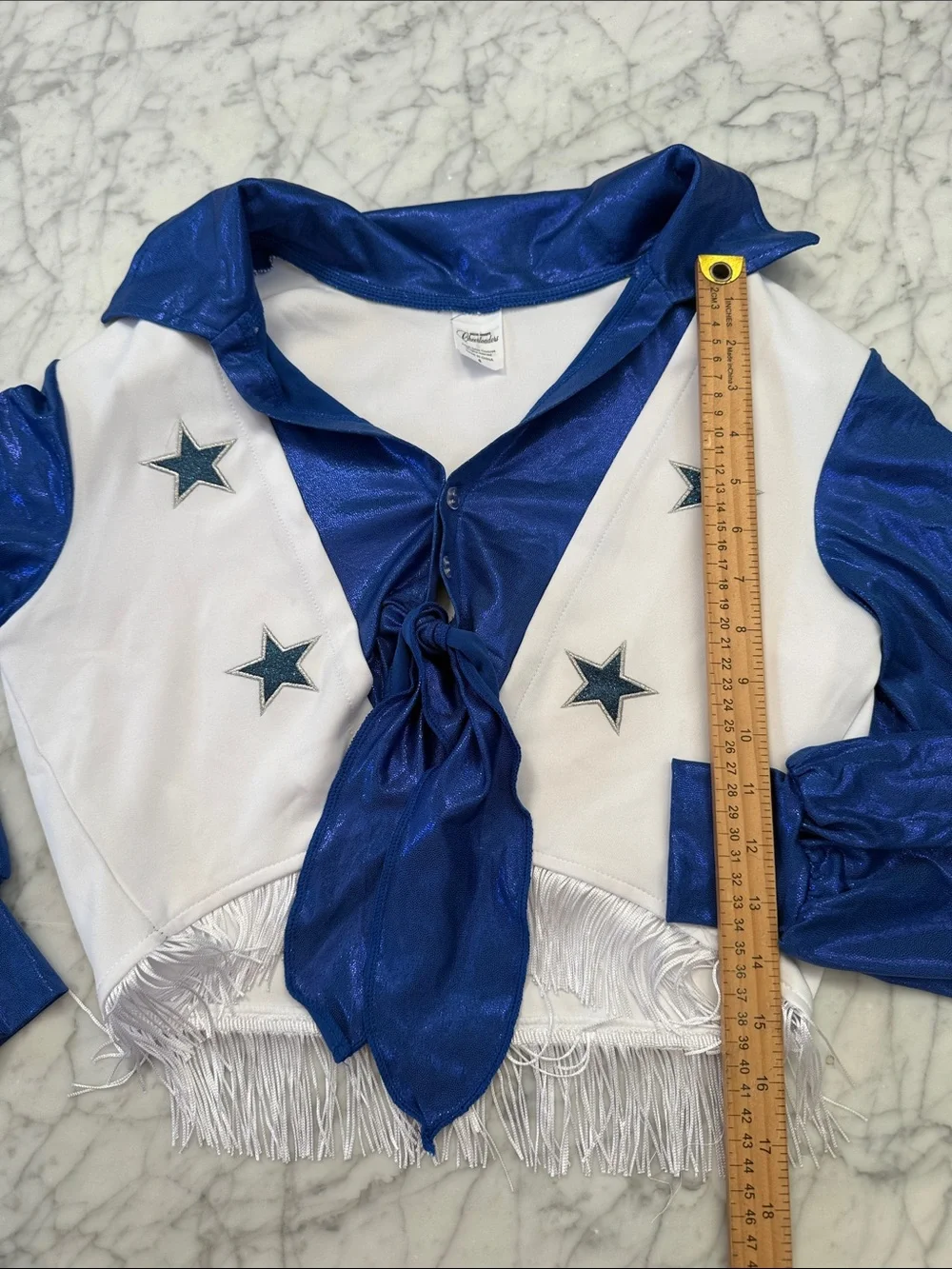 Dallas Cowgirls Cheer Outfit Sz Women’s S Blue White Star Fringe Set - Picture 4 of 9